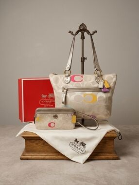 Coach Poppy Signature C Embroidered Handbag & Matching Wallet